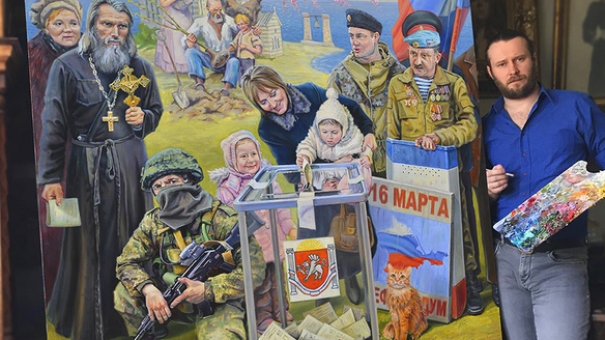 Художник из Евпатории изобразил символы Крымской весны – кого мы увидим на полотне?