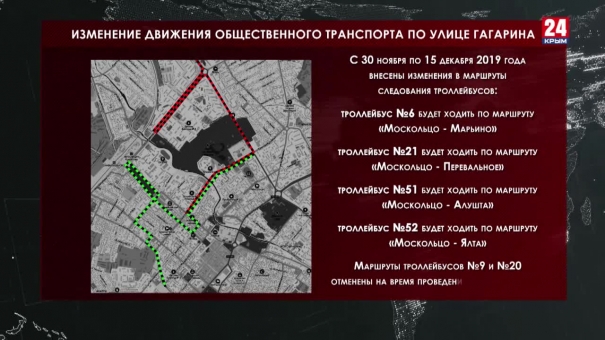 С 30 ноября до 15 декабря ограничат проезд по улице Гагарина в Симферополе