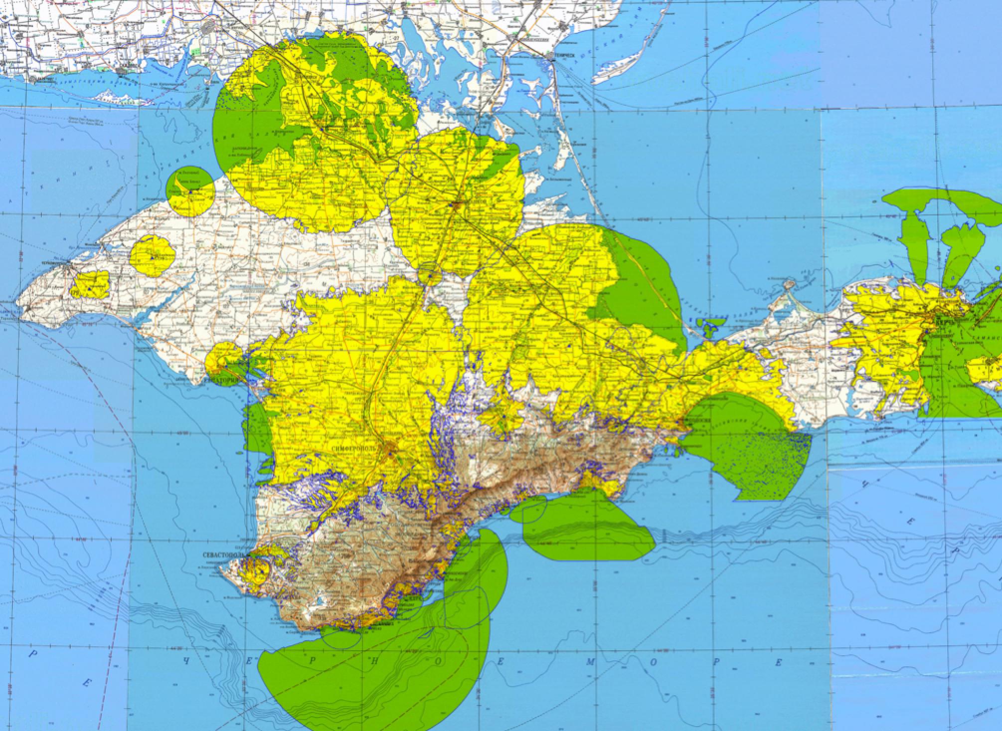 Охват территории Республики Крым телевизионным вещанием телеканалом «Первый Крымский» в аналоговом формате